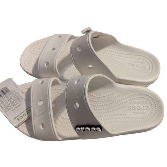 Crocs Unisex Sandals Men\'s Size 9 Women\'s Size 11 White & Jibbitz 206761-100 New main image 4